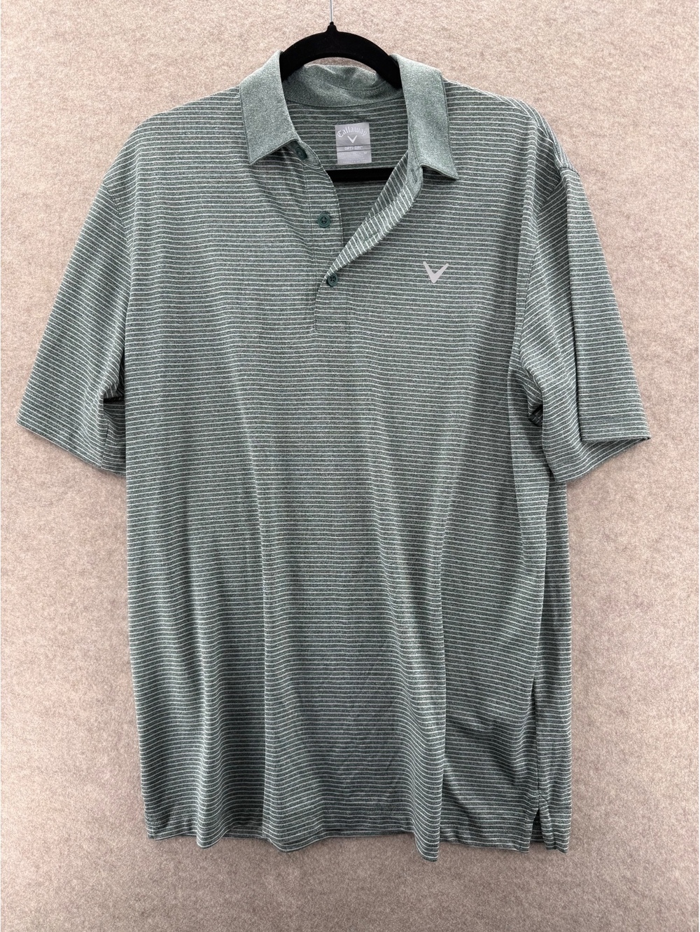 Callaway Opti-Dri Golf Polo Shirt Green White Striped Performance Men’s M